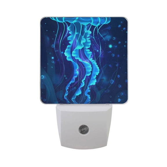 Jellyfish in Underwater Night Light 2 Pack LED Nightlight Plug into Wall Dusk to Dawn Sensor Soft White