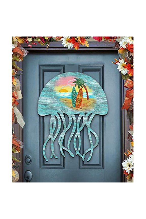 Jellyfish scenic Wooden Decorative Door Hanger