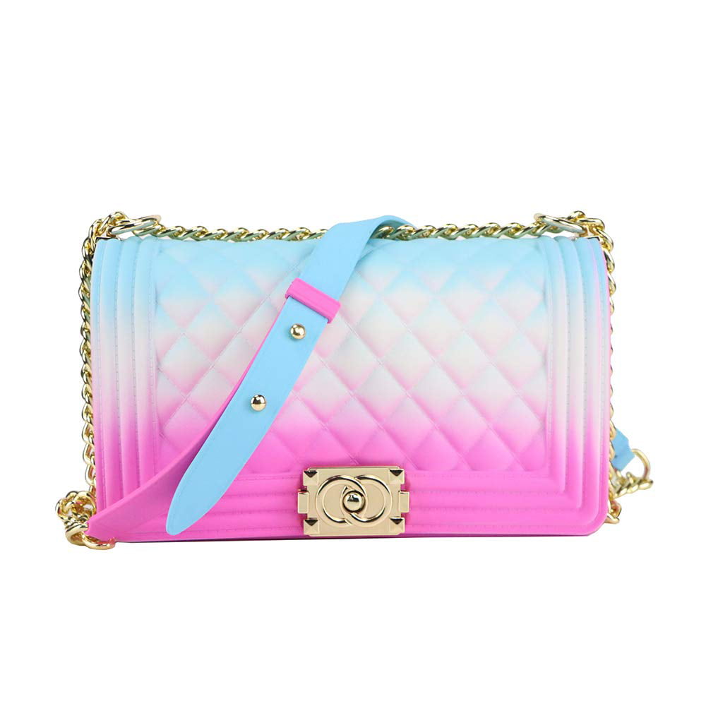 Chanel jelly clear transparent cf bag with pearls handle chain