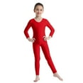 thumbnail image 1 of Jelory Kids Girls Long Sleeve Dance Gymnastics Leotard Unitard Full Length Bodysuit Jumpsuit Red M, 1 of 7
