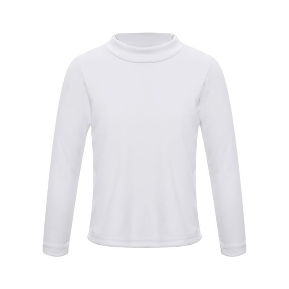 Jelory Thermal Tops for Boys Girls Fleece Lined Underwear Long Sleeve Undershirt Tops Base Layer White 140