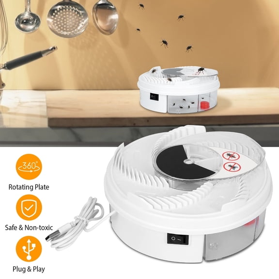 JelyHT USB Powered Electric Fly Trap Automatic Rotating Flycatcher Fly Pest Repellent Tool for Home Kitchen Restaurant