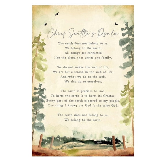 Jelyfisg Chief Seattle's Psalm Poem Wall Art Inspirational Quote Poster Landscape Modern Pictures for Bedroom Painting Canvas Set Print Artwork