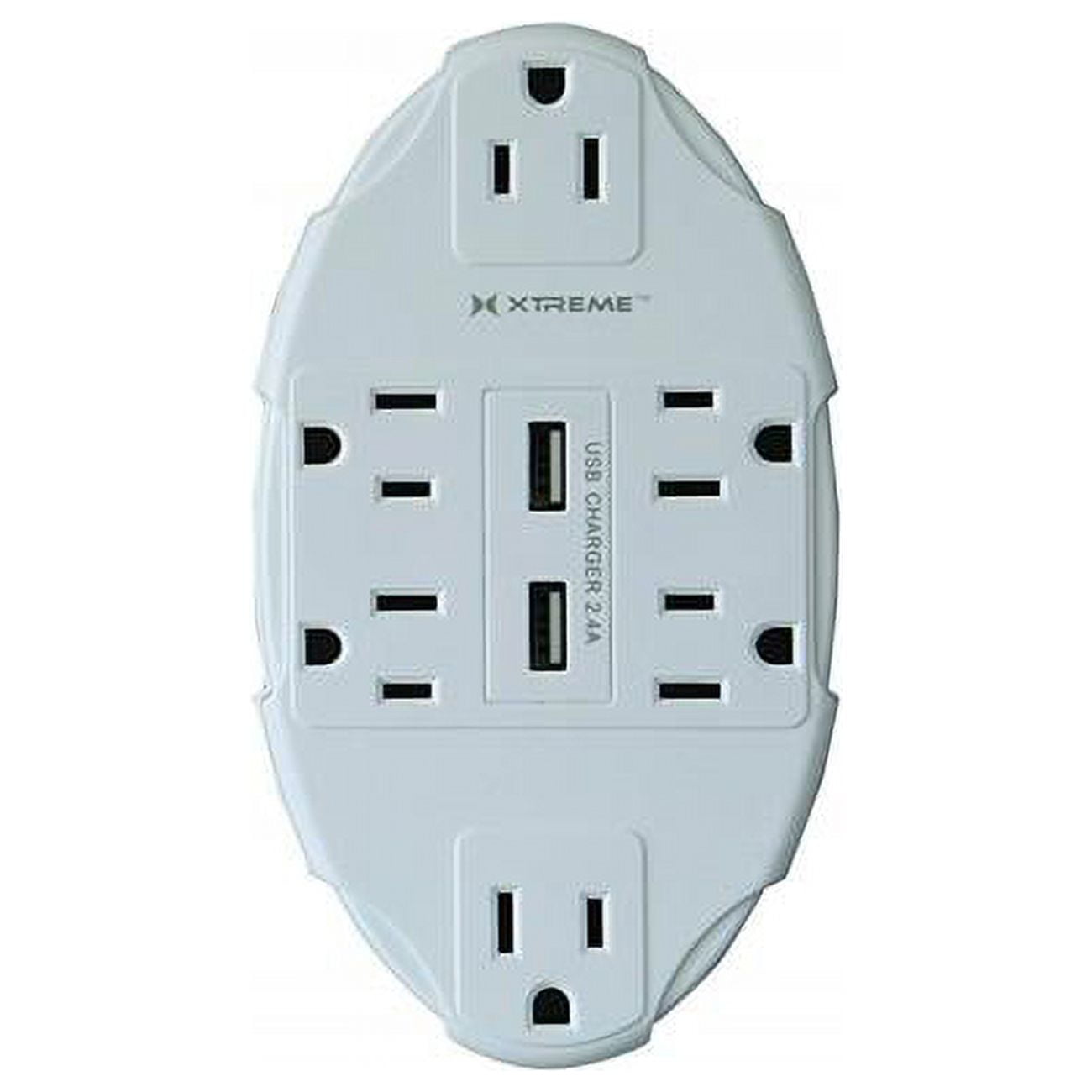 6 Outlet Wall Tap with 2 USB Ports White - Walmart.com