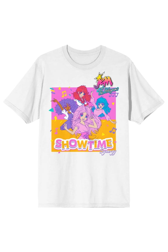 Jem And The Holograms Showtime Synergy Men's White Short Sleeve Tee-Large