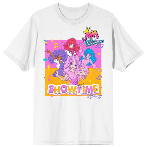Jem And The Holograms Showtime Synergy Men's White Short Sleeve Tee-Medium
