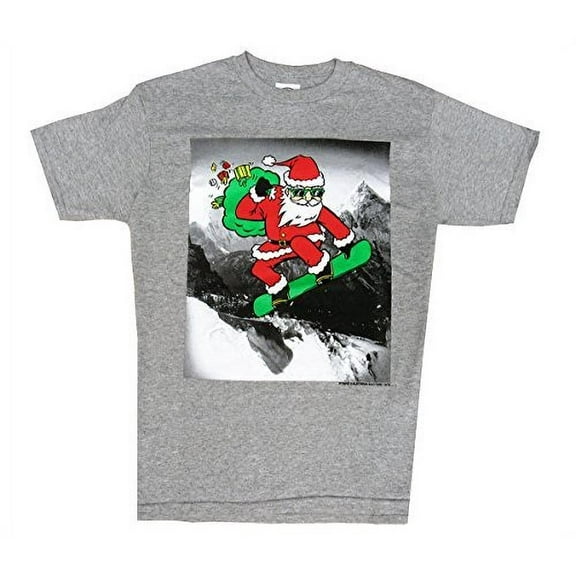 Jem Boys Graphic-Print Snow Boarding Santa Heather Grey, SIZE Large