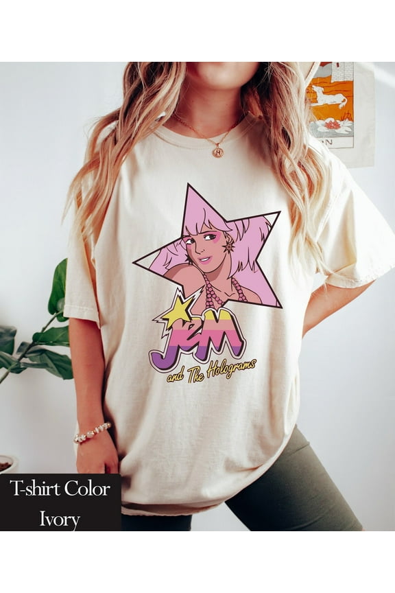 Jem and The Holograms Comfort Colors T-Shirt| 80s Nostalgia Good Vibes Shirt| Jem Holograms Tv Series Shirt| 80s Clothes| 80s Birthday Party | I Love The 80s,Violet color,size M