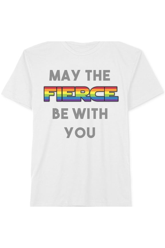 Mens May The Fierce Be With You Graphic T-Shirt, White, XX-Large