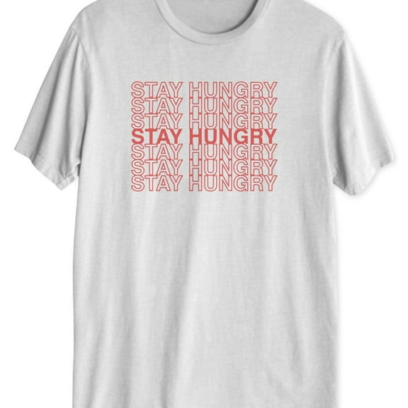 Jem Mens Stay Hungry Graphic T-Shirt, White, Medium