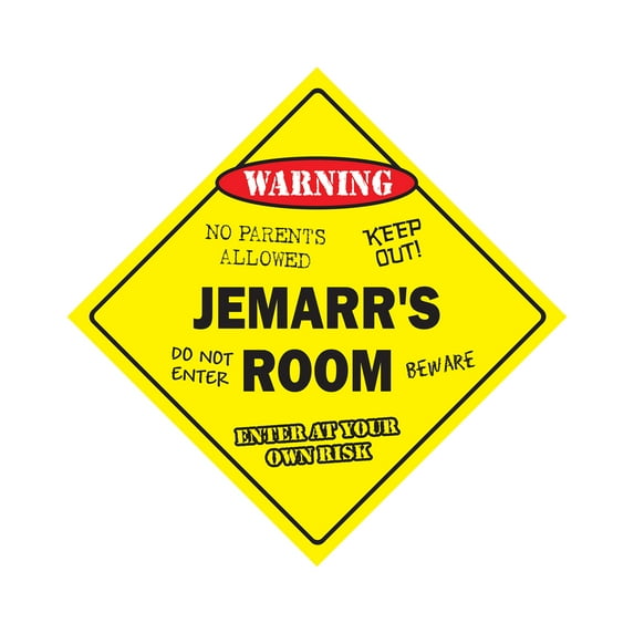 Jemarr's Room Sign Crossing Zone Xing | Indoor/Outdoor | 20" Tall kids bedroom decor door children's name boy girl