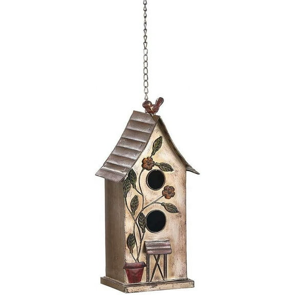 Jemeni 15" H Distressed Metal Birdhouses for Outdoors Hanging