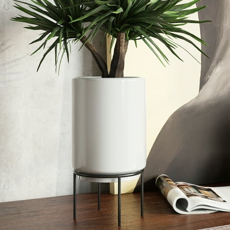 Jemina Mid Century Ceramic Planter - White