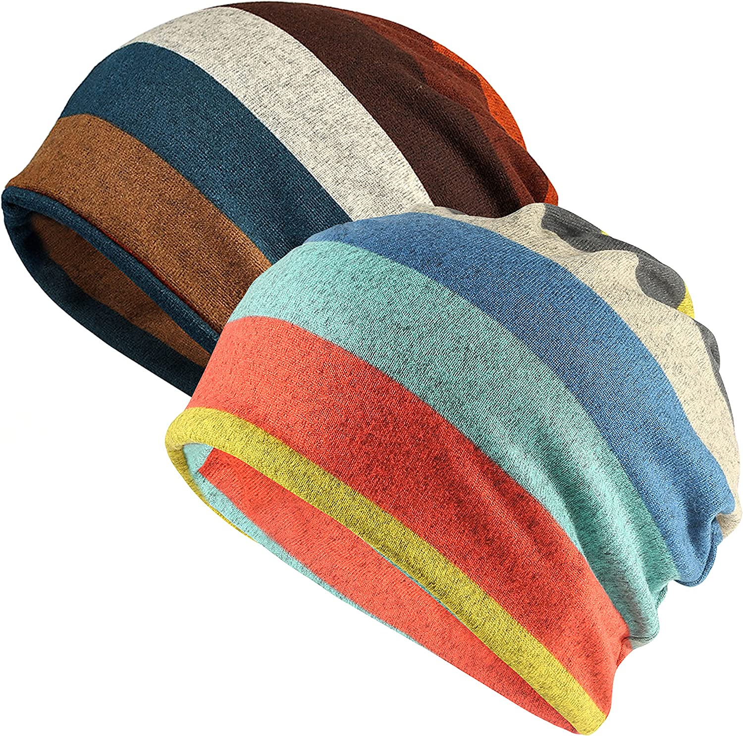 2 Pack Women\'s Thin Bonnet Cap Autumn Casual Beanies Hat, Blue Brown FW24_YOUTH_BASIC_BEANIE_DUTCH_  main image 2