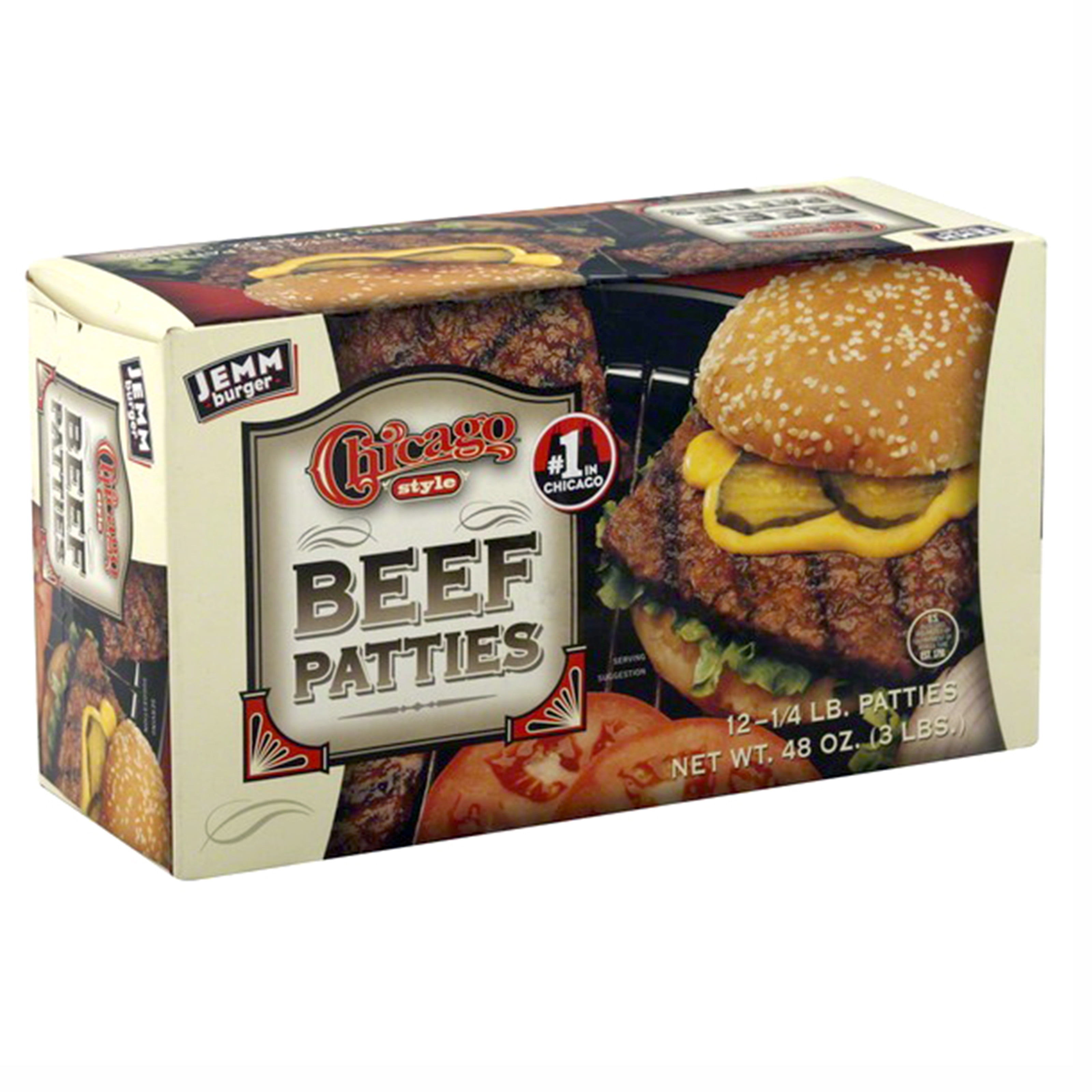 JemmBurger Chicago Style Beef Patties, 12 Count Frozen