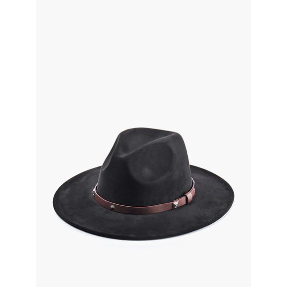 Jen & Co Womens Wynn Studded Leather Band Suede Fedora Hat