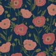 thumbnail image 1 of Jen Hewett Poppy Field Navy Pink Peel & Stick Wallpaper, 1 of 4