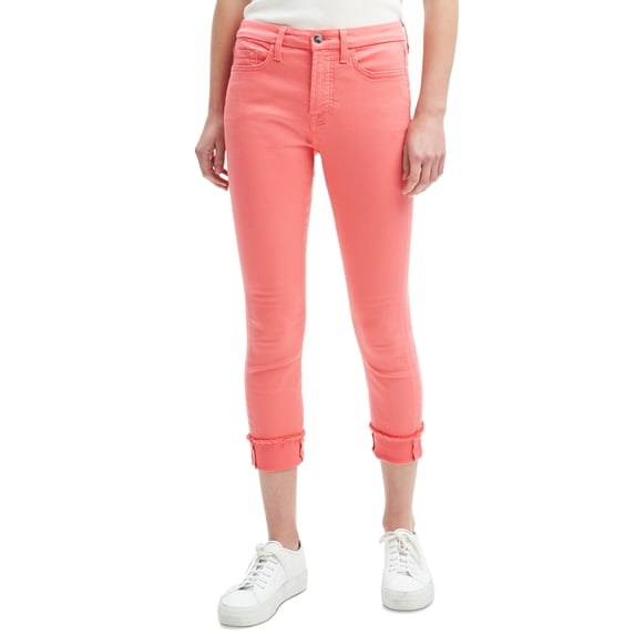 Jen7 Frayed Hem Cropped Skinny Jeans Hibiscus 2