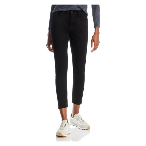 Jen7 Womens Mid-Rise Ankle Skinny Jeans Classic Black 0