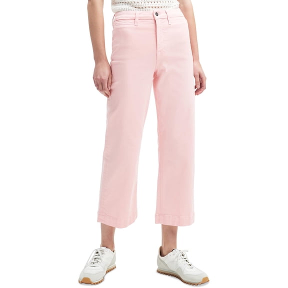 Jen7 Womens Plus Cropped High Rise Wide Leg Jeans