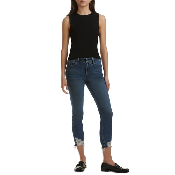 Jen7 Womens Skinny Ankle Chewed-Hem Jeans Brynn 14