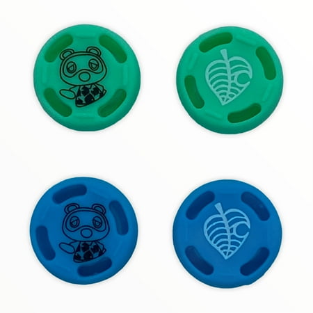 JenDore Blue Green 4Pcs Leaf Animal Crossing Silicone Thumb Grip Caps for Nintendo Switch