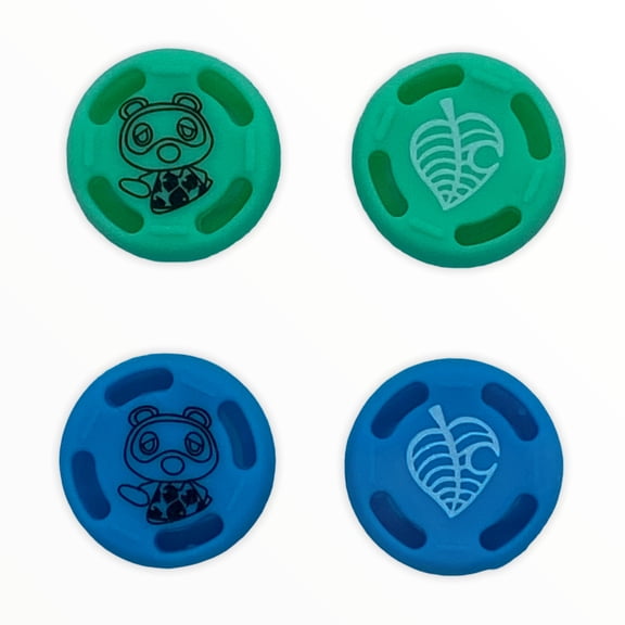 JenDore Blue Green 4Pcs Leaf Animal Crossing Silicone Thumb Grip Caps for Nintendo Switch