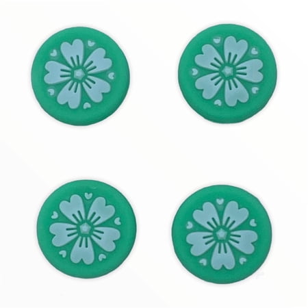 JenDore Green Sakura Flowers 4Pcs Silicone Thumb Grip Caps for Nintendo Switch