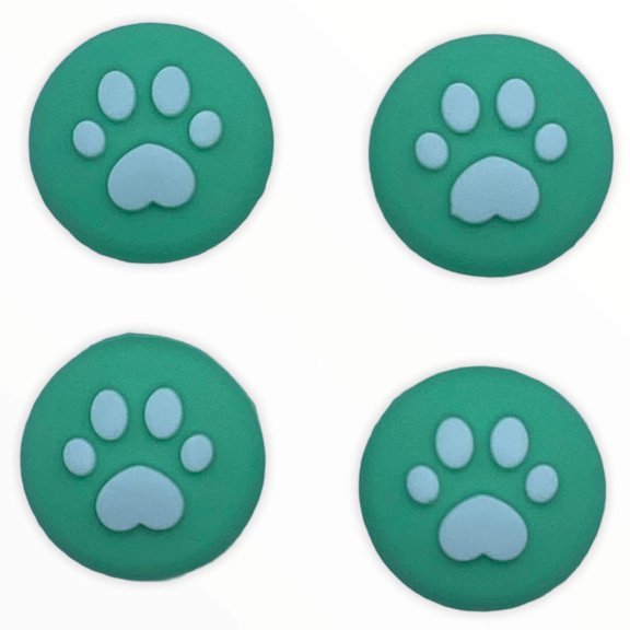 JenDore Green & White 4Pcs Paw Silicone Thumb Grip Caps for Nintendo Switch