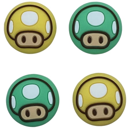 JenDore Green Yellow 4Pcs Mushrooms Silicone Thumb Grip Caps for Nintendo Switch