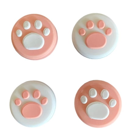 JenDore Pink White 4Pcs Paw Silicone Thumb Grip Caps for Nintendo Switch