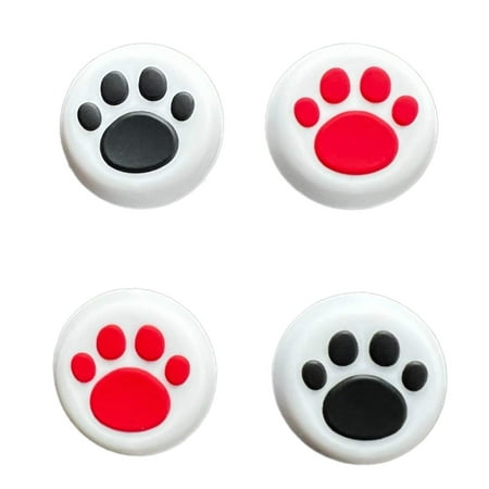 JenDore Red Black White Paws 4Pcs Silicone Thumb Grip Caps for Nintendo Switch Pro , PS5 , PS4 , and Xbox 360 Controller