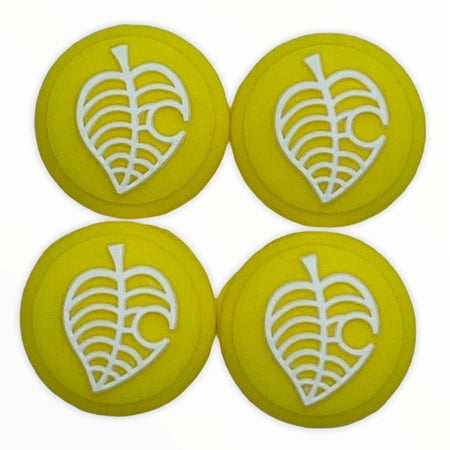 JenDore Yellow 4Pcs Leaf Silicone Thumb Grip Caps for Nintendo Switch