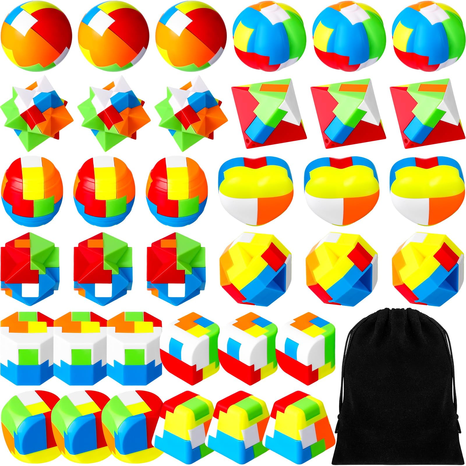 Jenaai 36 Pcs Brain AIF4 Teaser Puzzles for Kids 3D Plastic Sphere