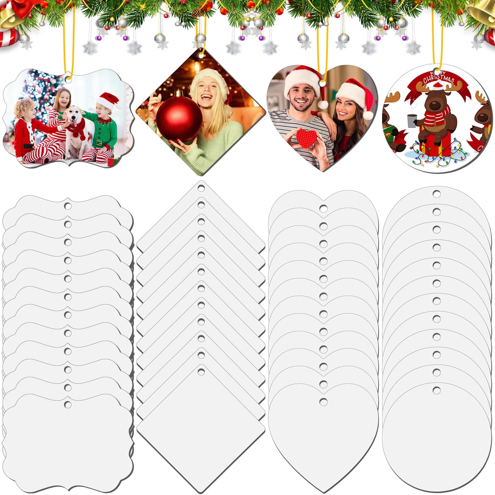 Mini Sublimation Disc Jenaai 48 Pcs Sublimation Ornament Blanks 2.95 Inch MDF Double Sided ...
