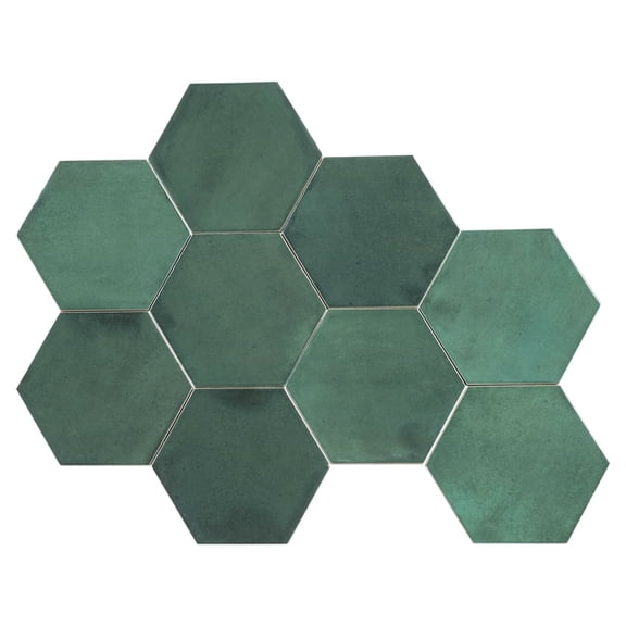 Jenae 4-in. x 5-in. Zellige Hexagon Glossy Ceramic Wall Tile