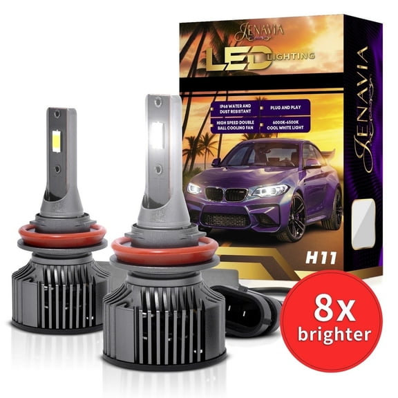 Jenavia H11 LED Headlight Bulb for Low Beam High Beam 18000lm,Cool White 6500K Pack of 2