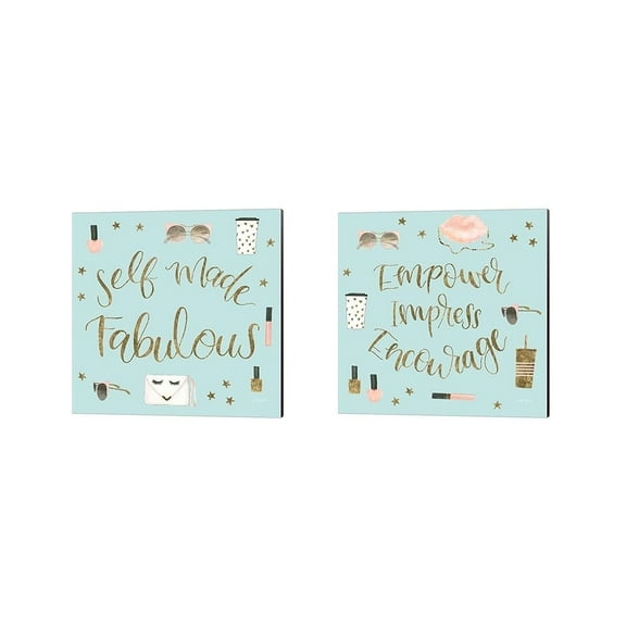 Jenaya Jackson 'Boss Ladies Mint' Canvas Art (Set of 2)
