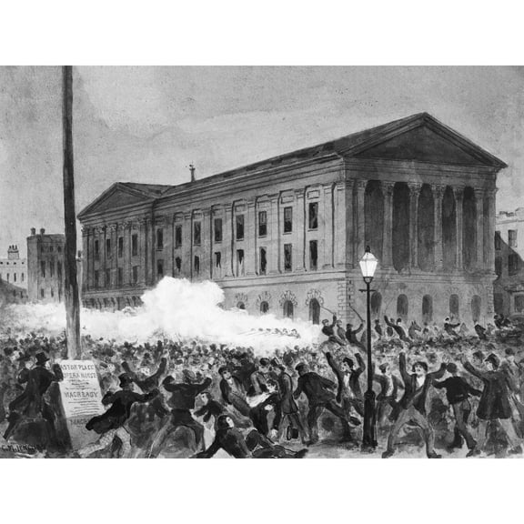 Jenckes Astor Place Riot New York Drawing Extra Large XL Wall Art Poster Print