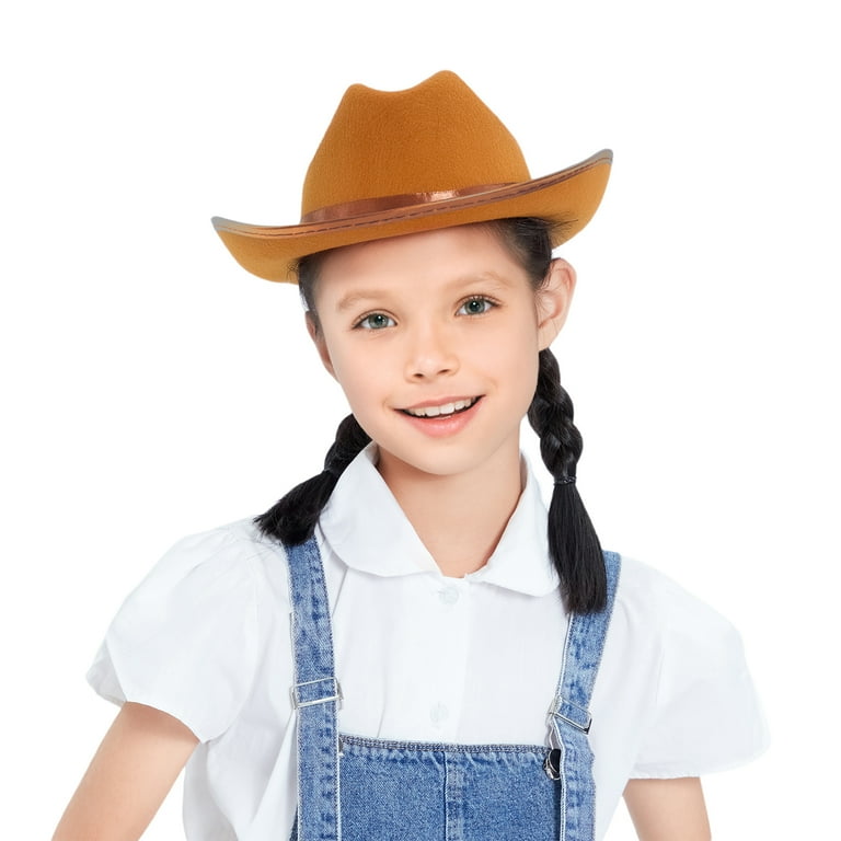 Jendukie Kids Girls Boys Cowboy Hats Wide Brim Western Cowgirl Hat with Adjustable Strap Costume Accessories Walmart