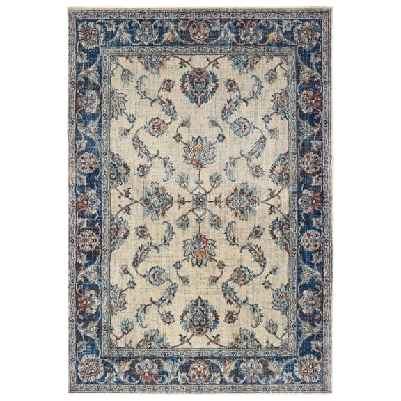 Jeneva Traditional Oriental Area Rug, Ivory/ Blue 3, 10' x 13'