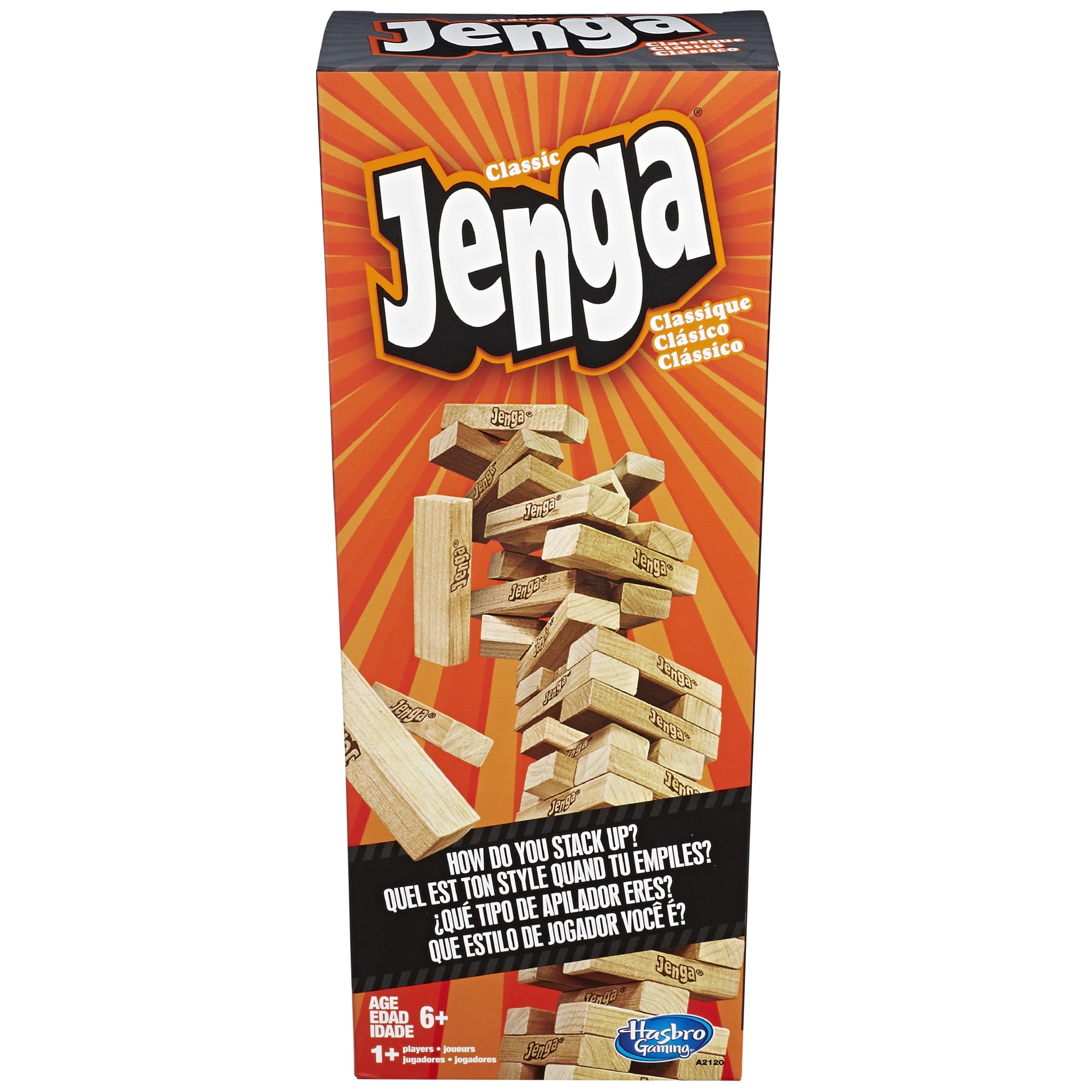 Jenga Classic Block Stacking Board Game for Kids and Family Ages 6 and up, 1+ Player - Walmart.com