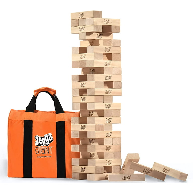 ECR4Kids Jumbo 4-to-Score, Giant Game, Blue/Orange & Jenga Official Giant  JS6 - Extra Large Size Stacks to Over 4 feet, Includes Heavy-Duty Carry  Bag