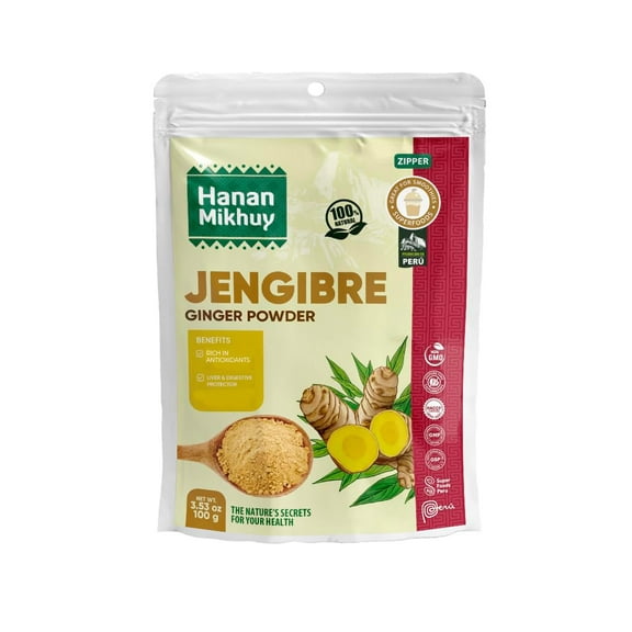 Jengibre Molido 100g - 100% Natural Ginger Powder for Digestive & Circulatory Wellness, Vegan, Non-GMO, Gluten-Free, Keto from Peru (3.5oz)