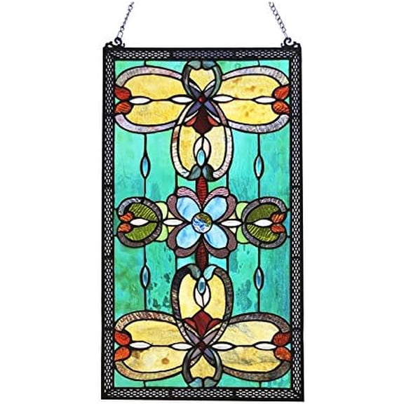 Jenice Tiffany-Style Victorian Stained-Glass Window Panel 26" Height$$Home Decor, Kitchen, & Other