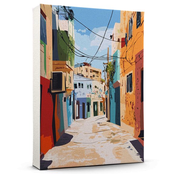 Jenins Canvass Vintage, Palestine Travel Prints Wall Art, Jenins Travel Canvas, Palestine Travel Colorful Canvas - 100AZ656
