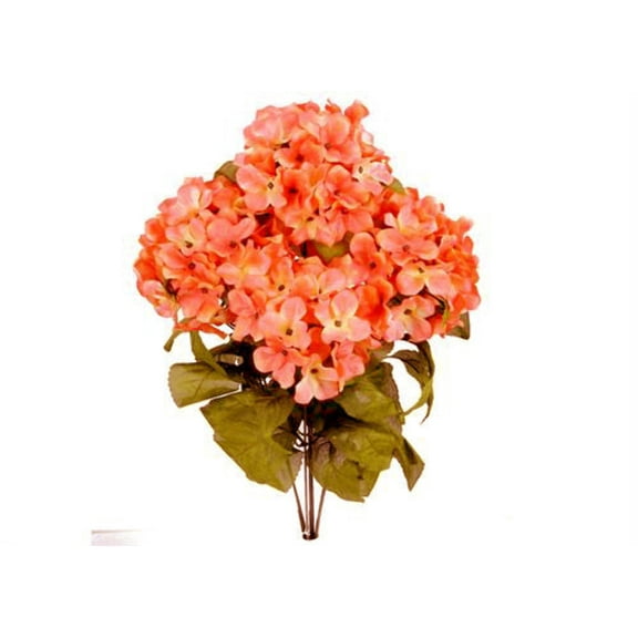 JenlyFavors 22 Inch X-Large Satin Artificial Hydrangea Silk Flower Bush 7 Heads (Coral)