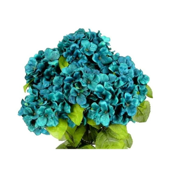 JenlyFavors 22 Inch X-Large Satin Artificial Hydrangea Silk Flower Bush Emerald (a Lot of 6 Bushes 42 Heads) (Emerald)