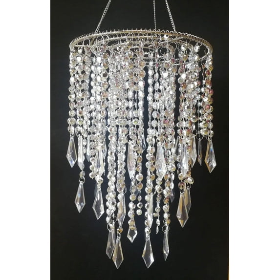 JenlyFavors Acrylic Chandelier Centerpiece H 13" X W 9" Silver For Party Decoration
