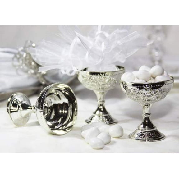 JenlyFavors Plastic Chalice Cup Silver (12 Pieces)